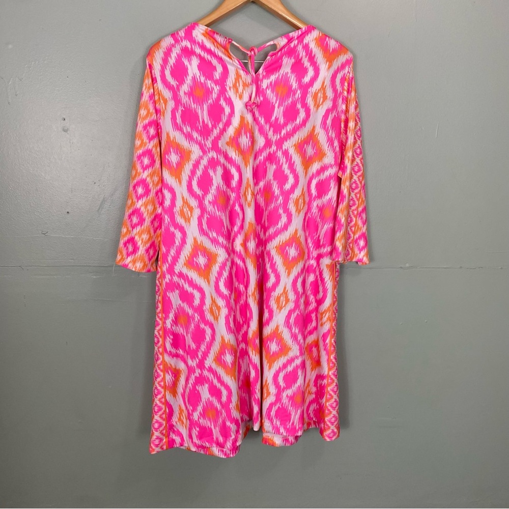 Gretchen Scott Goddess Ikat Jersey Dress Pink Orange XXL - Picture 5 of 6